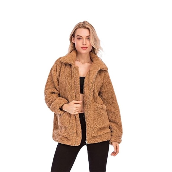 Amazon Jackets & Blazers - Womens Faux Shearling Jacket, Casual Lapel Fleece Fuzzy Jacket Oversized Jacket